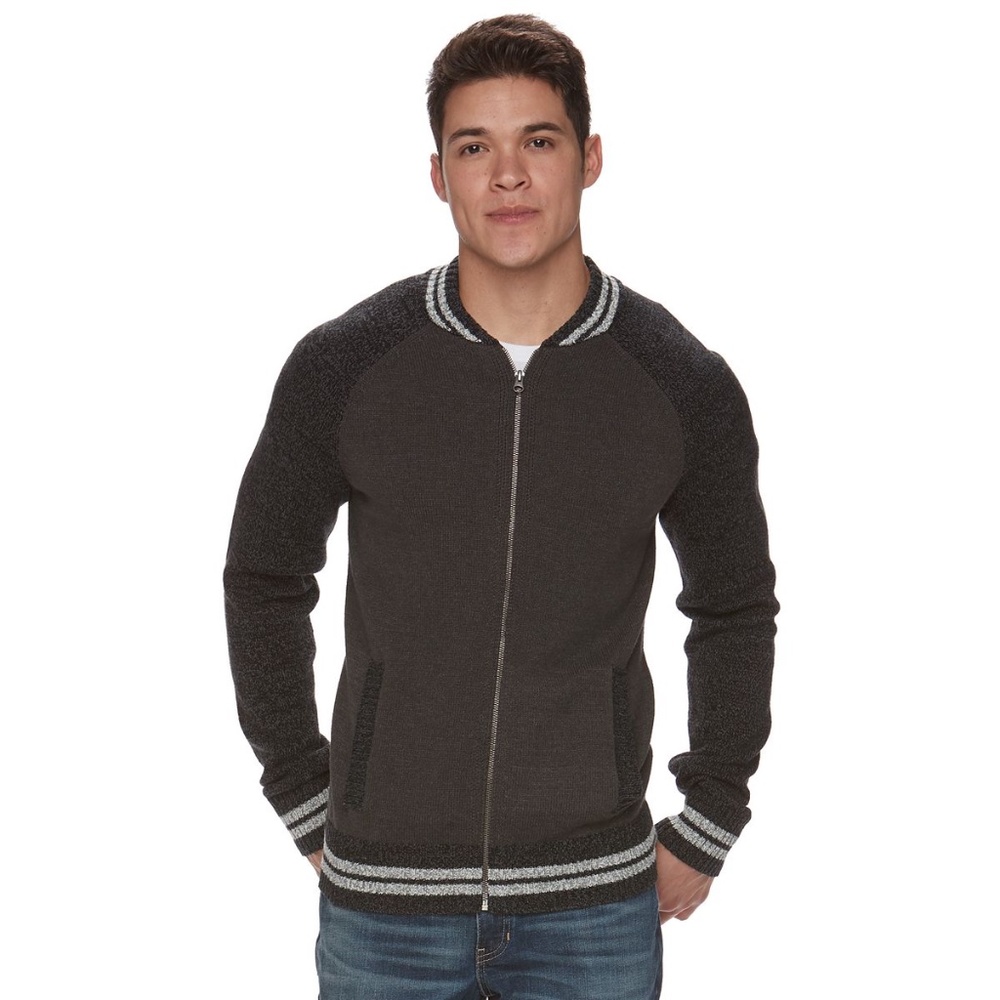 Urban Pipeline Black and Gray Men's Cardigan Sweater